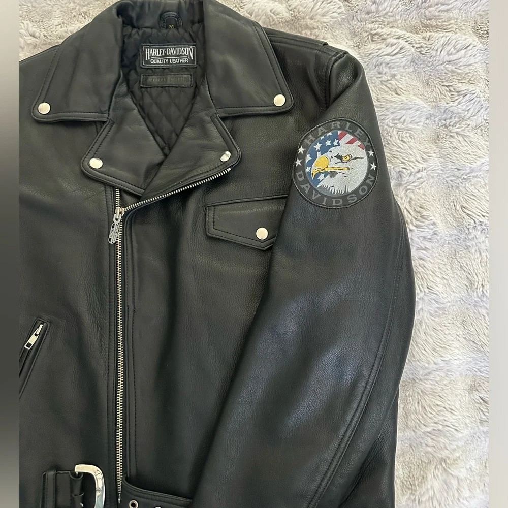 Harley-Davidson USA Made Leather Jacket Eagle Graphic Sturgis 44